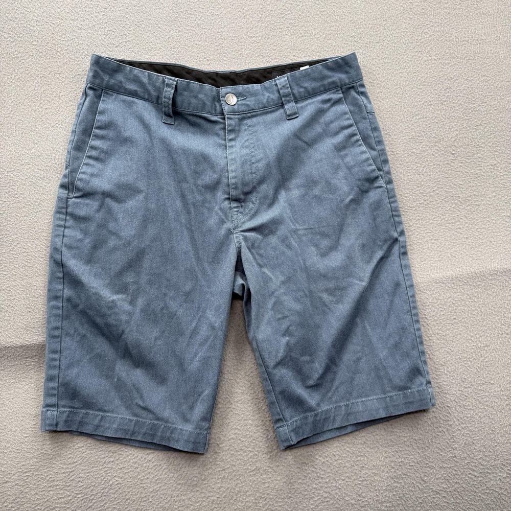 Volcom Shorts Mens 30 Blue Chino Stretch 10 Inseam Casual Summer Cotton‎